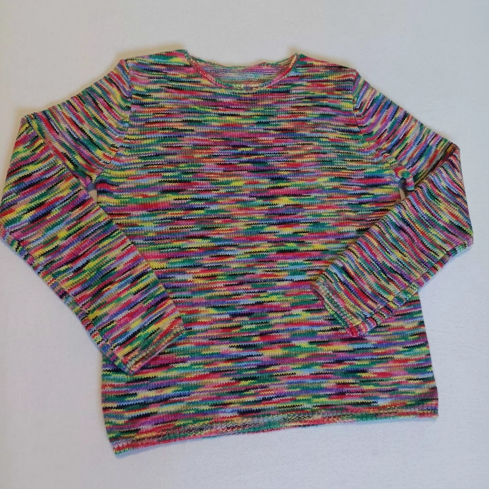 Colorful Striped Stretchy Women's Rainbow Knit Fall/Winter Comfy Sweater